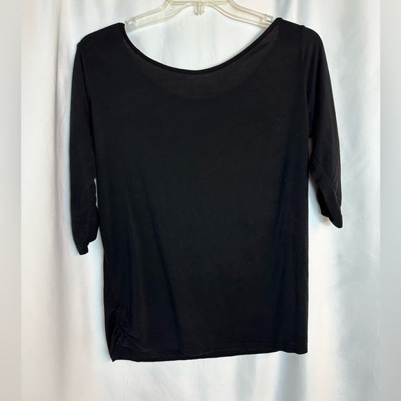 Black Tee with Pink Lips and 3/4 Sleeves - Picture 3 of 7